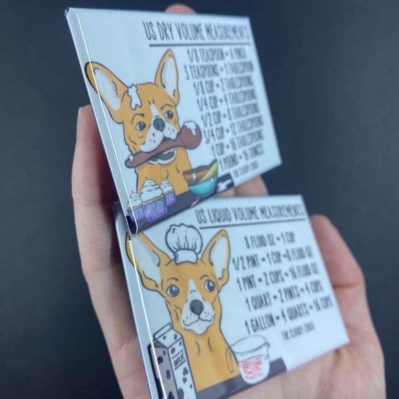 Tan & White Chihuahua Dog Measuring Chart Magnets Kitchen Cooking Baking Guide - Picture 3 of 4